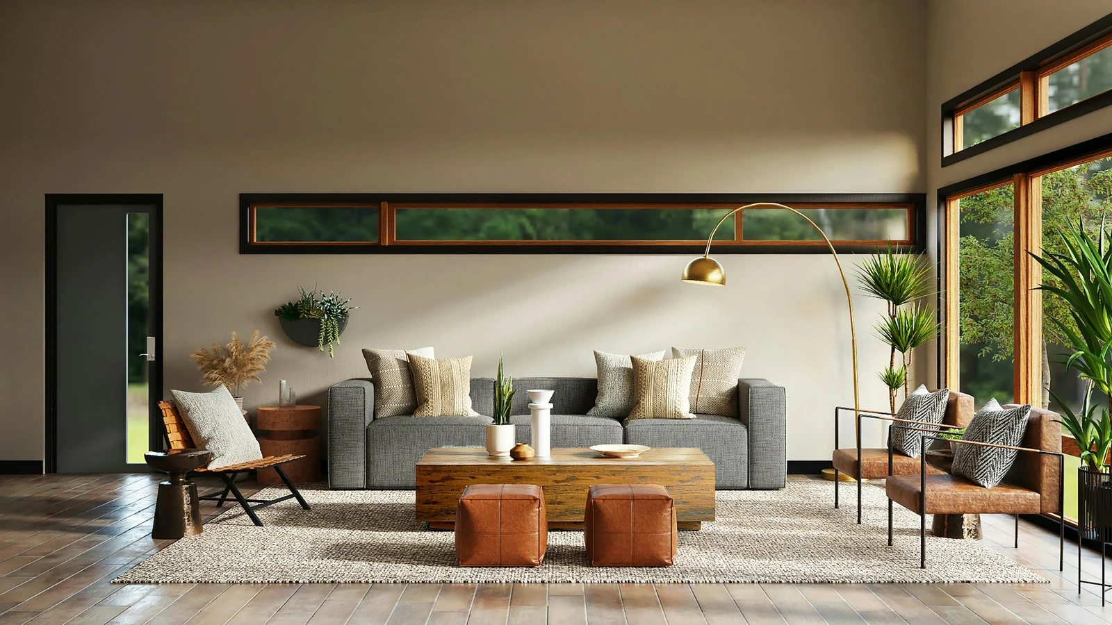 Bright, sunlit modern living room with clean coffee table and house plants shown as neutral home context (photograph via Unsplash by Spacejoy)